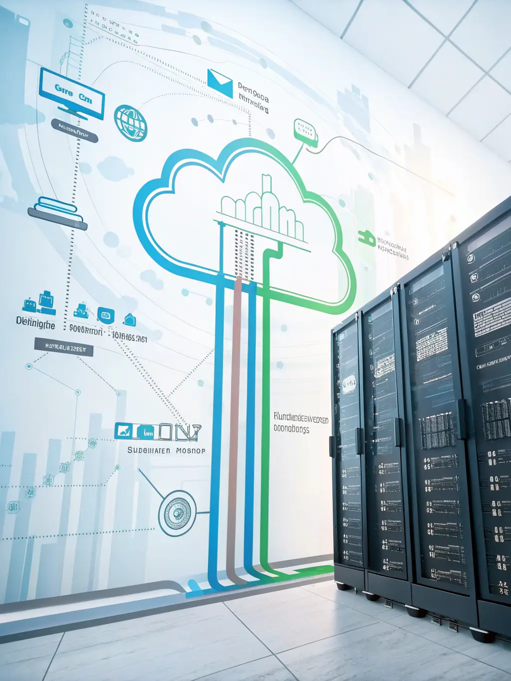 An icon representing cloud integration, featuring interconnected cloud symbols and data streams, symbolizing seamless data transfer and accessibility.