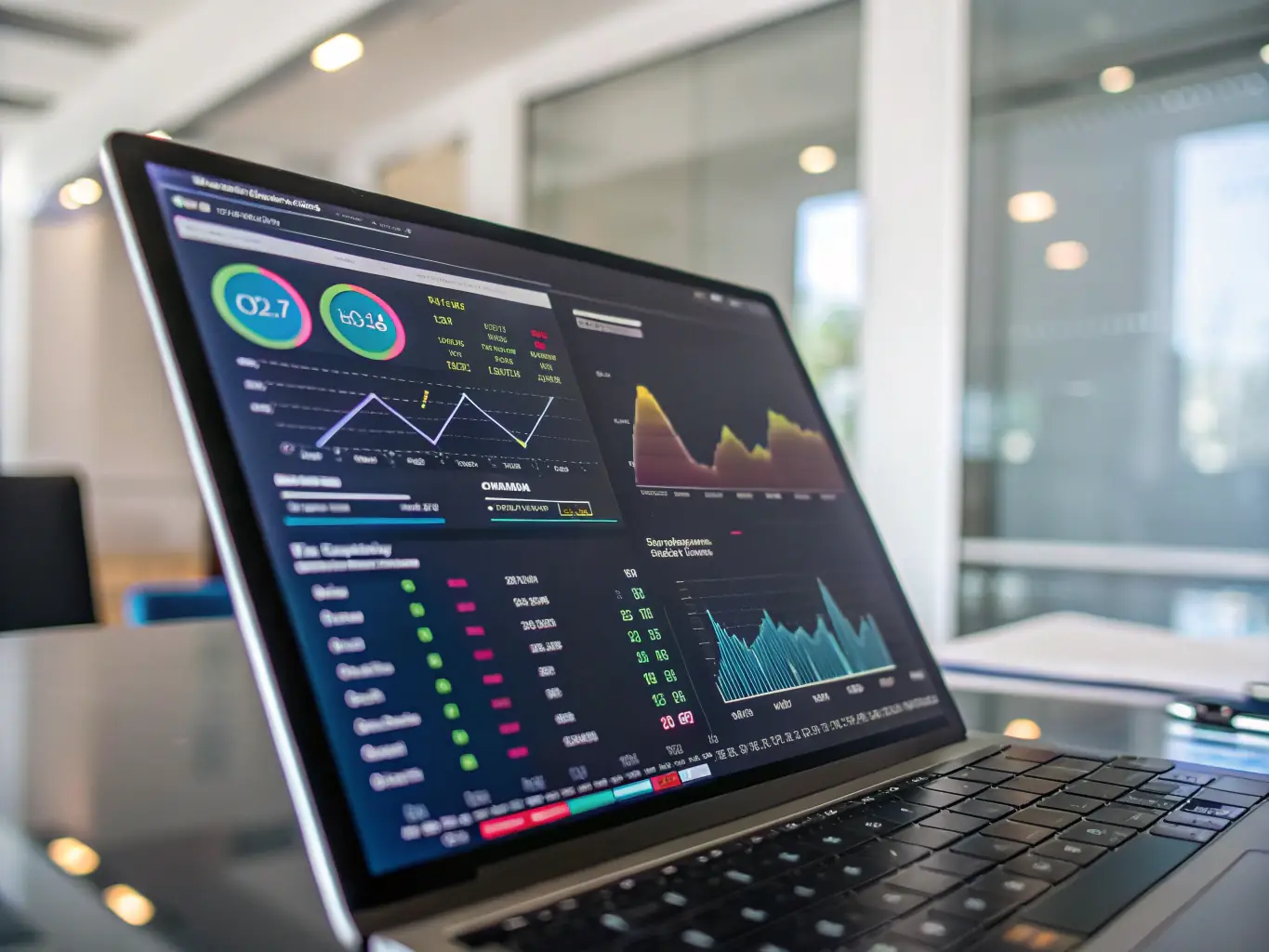 An image showcasing a dashboard with real-time data analytics and automated workflow visualizations, highlighting the power of data-driven decision-making.